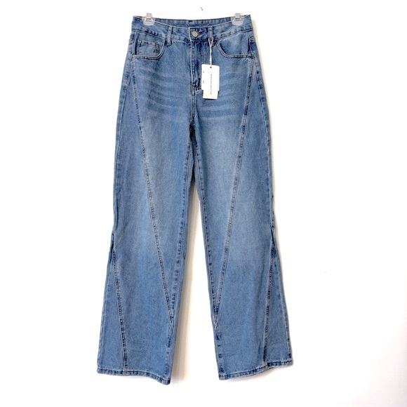 Commense Vintage High Waisted Straight Leg Jeans with Seam Details - Picture 7 of 11